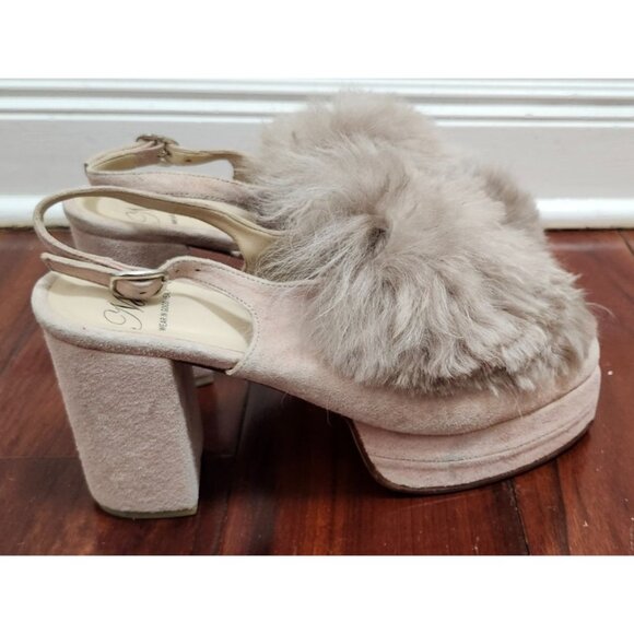 No. 6 Victoria Platform Heels Blush Furry Chunky Shoes Size 8 Designer Statement - Picture 4 of 11